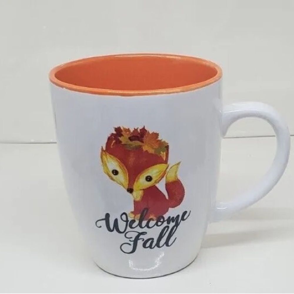 Momentum Brands Welcome Fall Coffee Cup Mug Orange Yellow White Sided Home Decor